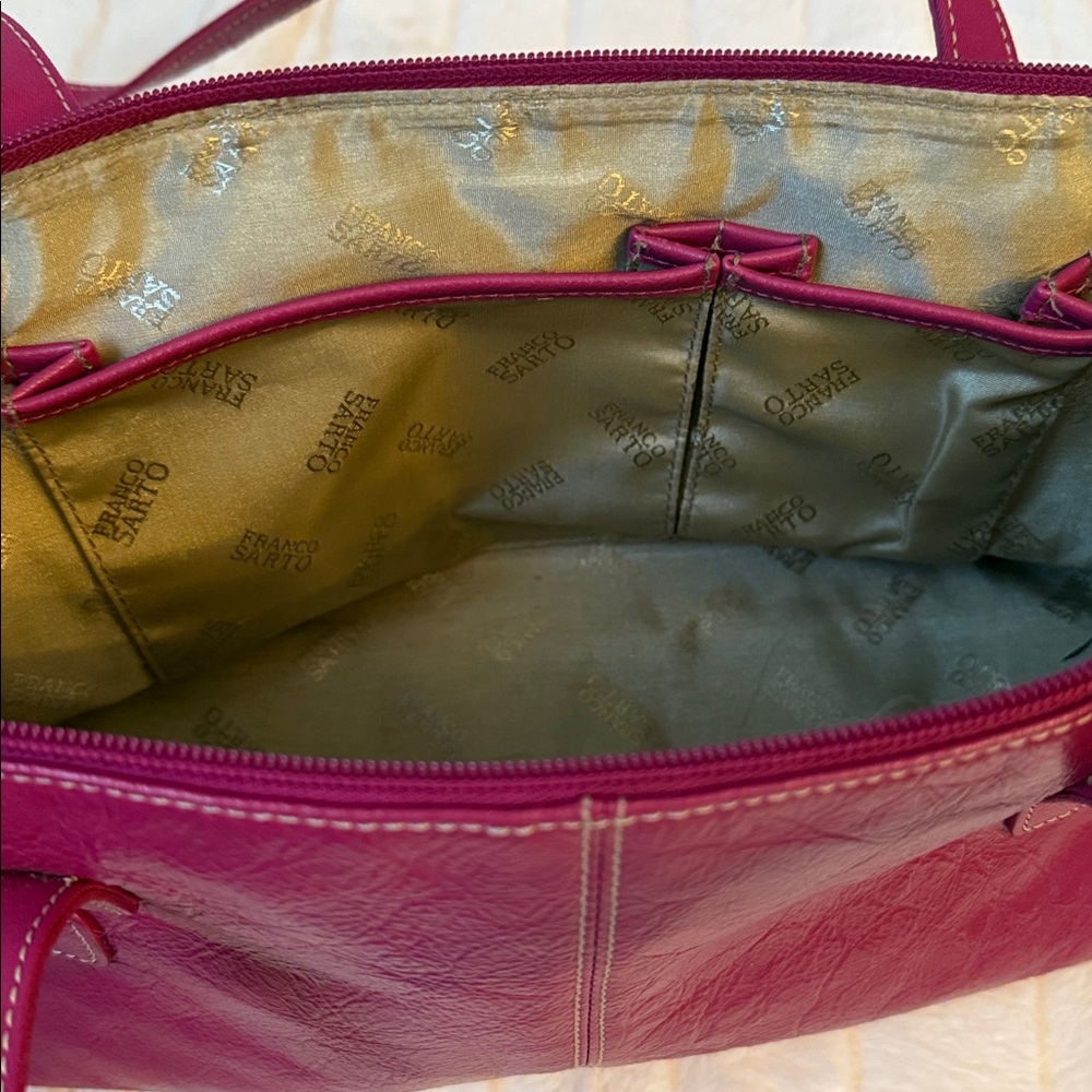 Pink Leather Shoulder Bag with Buckles - Picture 9 of 14